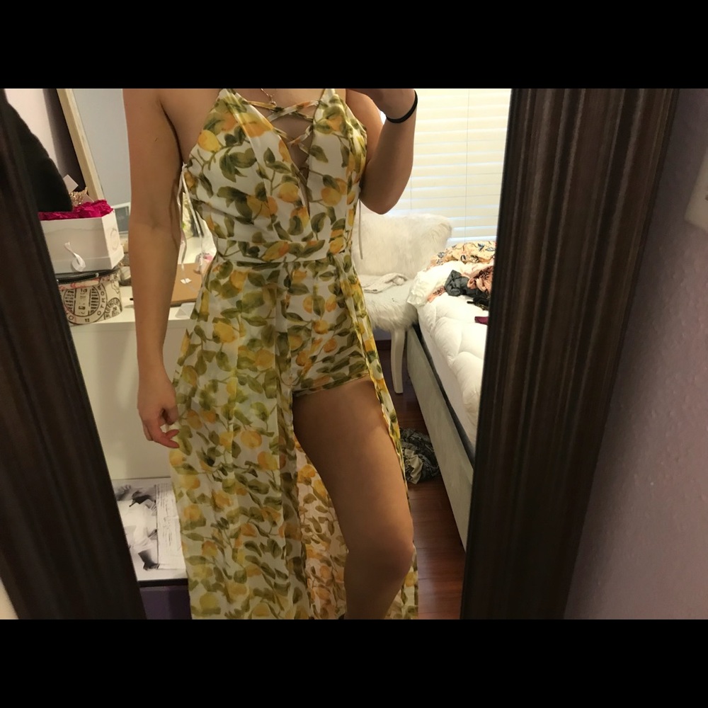 lemon print romper
